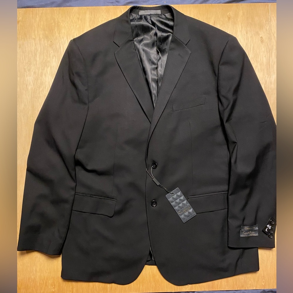 NWT Creative Black Suit Jacket Sport Coat Blazer 46L
